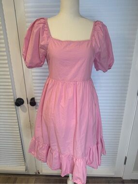 Crewcuts Pink Puff-Sleeve Ruffle Dress JH1044
